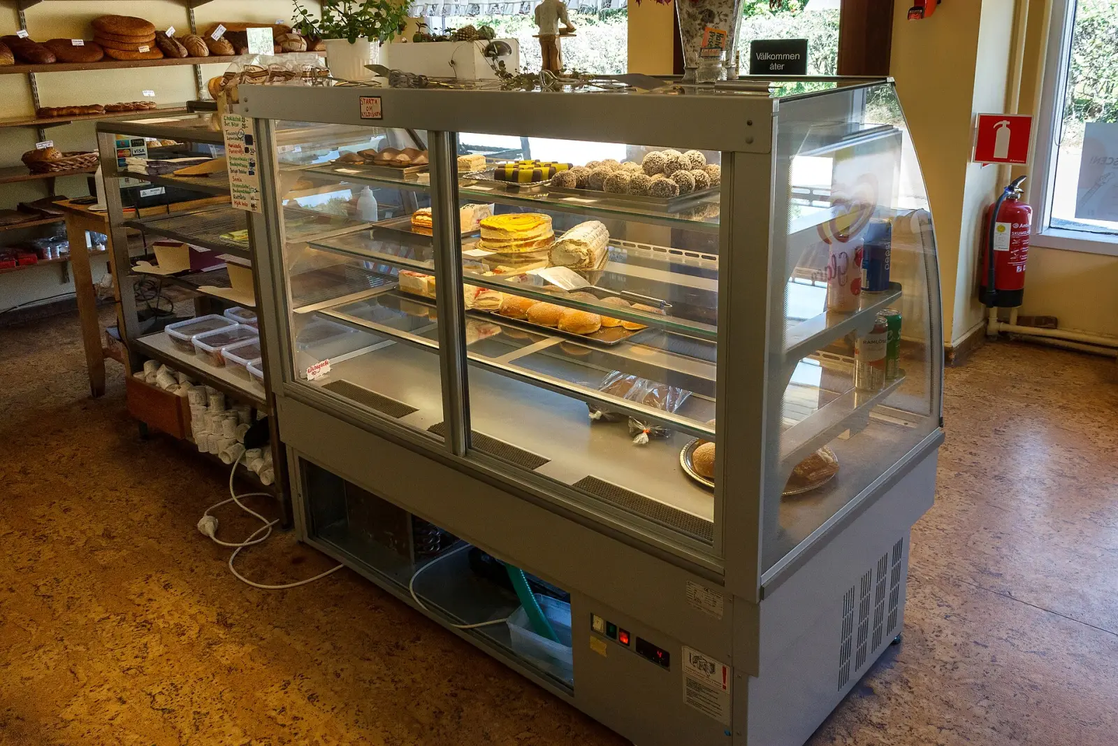 Cakes and pastries in a bakery display case. The photo was not taken in Savannah.
