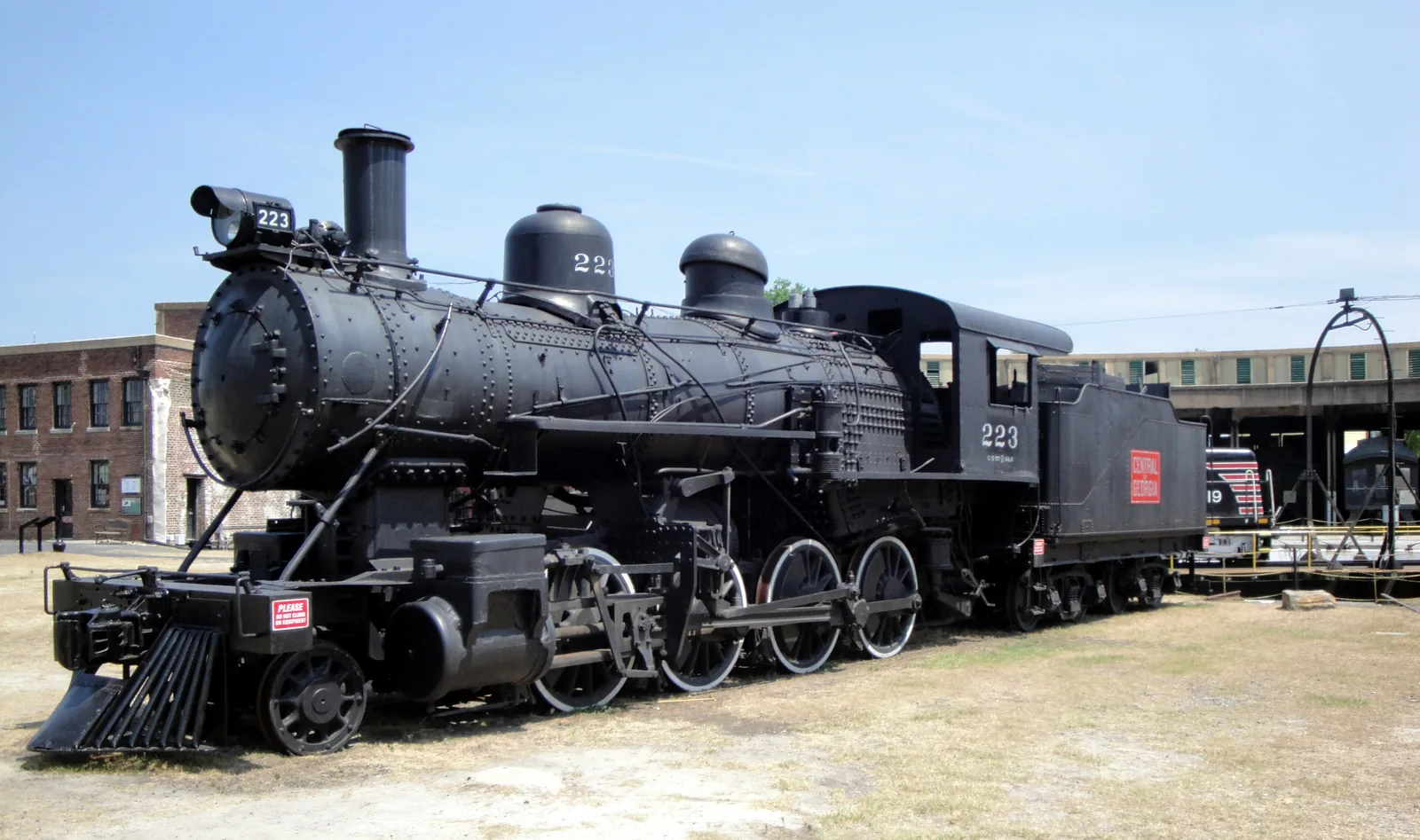 A steam locomotive on display at the Georgia State Railroad Museum on Louisville Road.