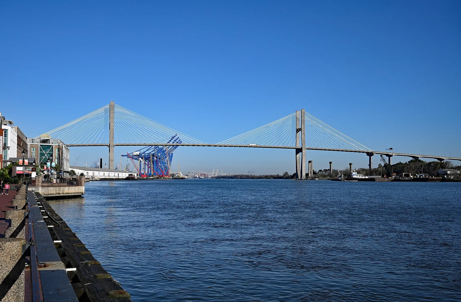 The Talmadge Memorial Bridge over the Savannah River, the course of the Savannah Bridge Run.