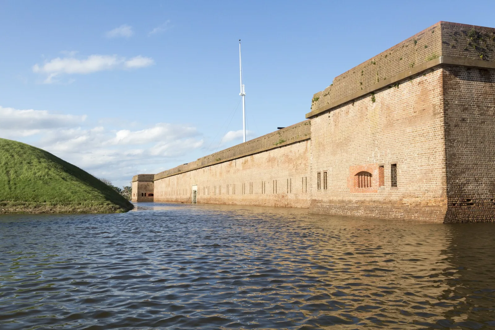 Floodwater around Fort Pulaski on Cockspur Island, east of Savannah, after an earlier storm. The picture does not show this weekend's weather.