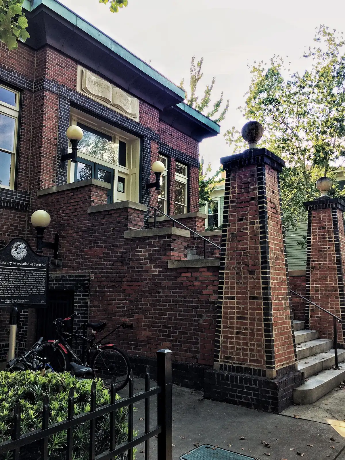 The Carnegie Library on Bull Street, about a quarter mile from Savannah Classical Academy