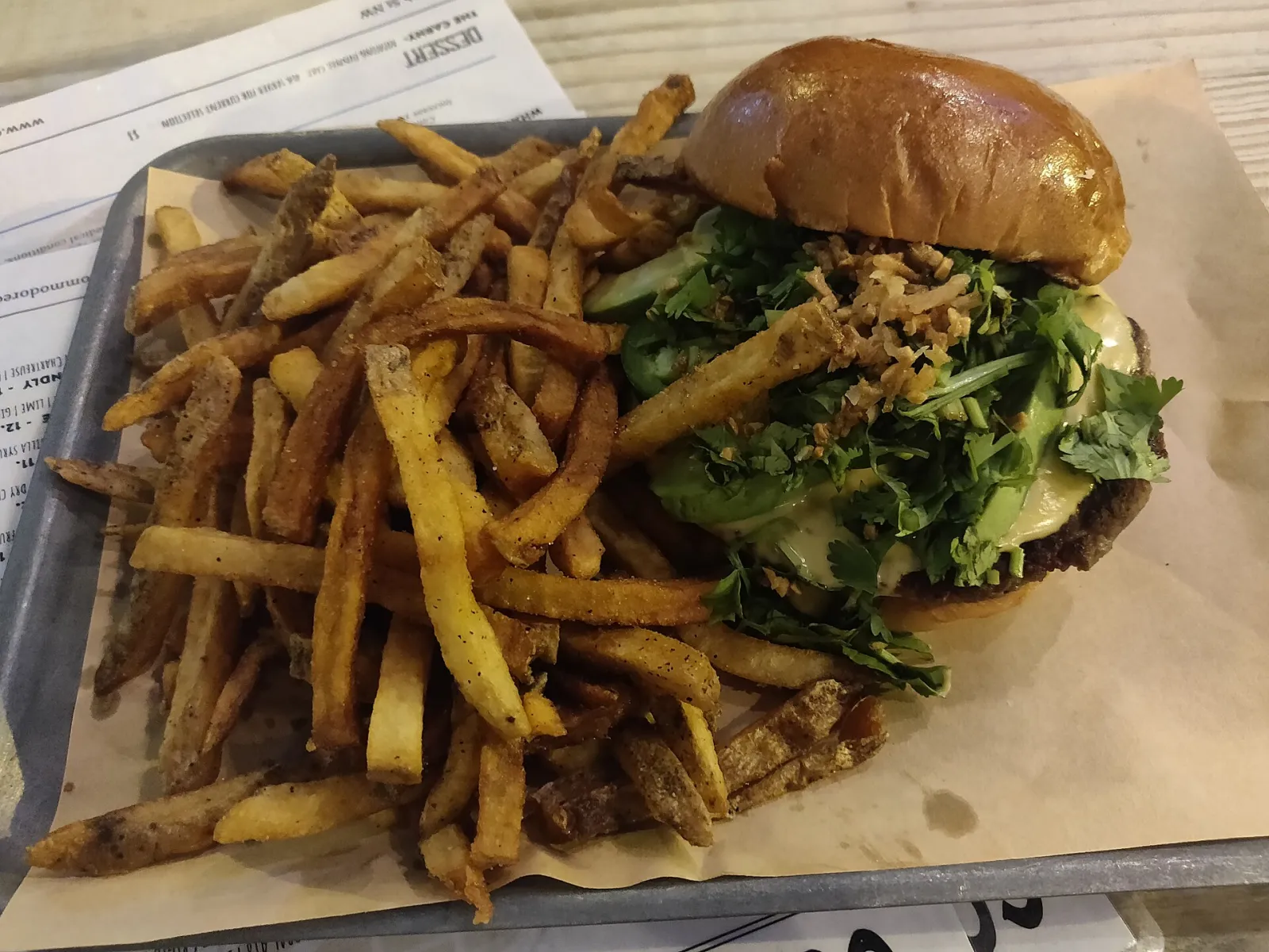 A cheeseburger and fries. The photo was not taken at a Savannah restaurant.